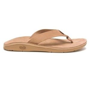 Chaco Classic Leather Flip Flops Mens Tan Slip On Arch-Support Summer Size 8 NWT